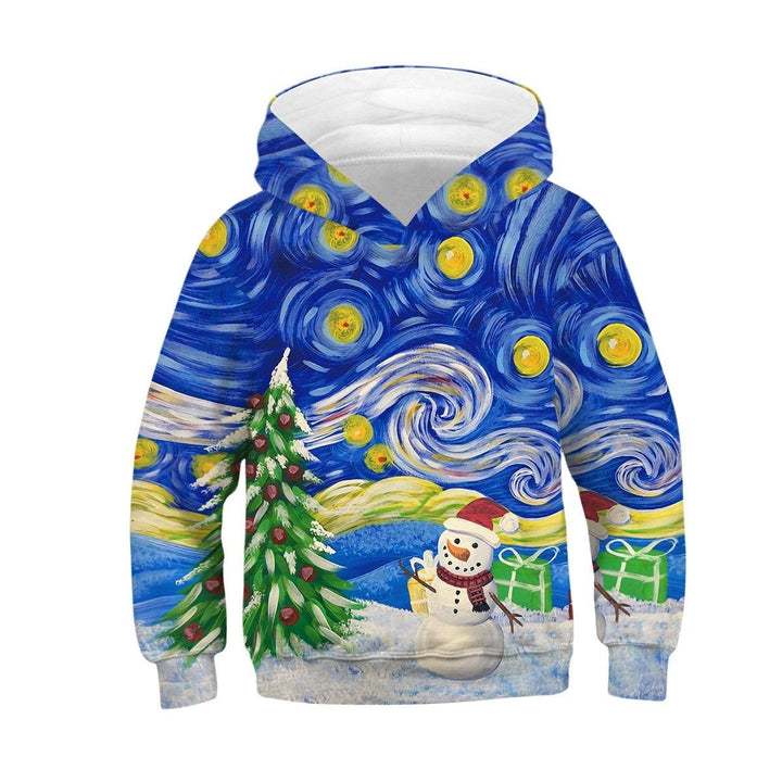 Kids Boys Girls Christmas Snowman Digital Print Long-sleeved Autumn Hoodie
