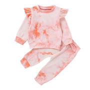 New Baby Girl 3-color Tie Dye Pit Strip Long Sleevel 3 Pcs Suit