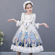 Original Design Kid Girl Princess Skirt Lolita Dress 4-14 Years - MomyMall White / 4-5 Years
