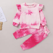 New Baby Girl 3-color Tie Dye Pit Strip Long Sleevel 3 Pcs Suit