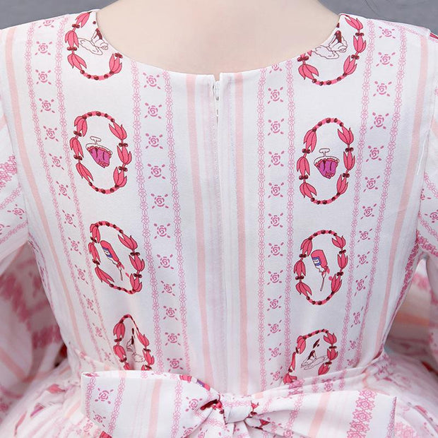 Kids Girl Long-sleeved Lolita Skirt Autumn Princess Cotton Dress - MomyMall
