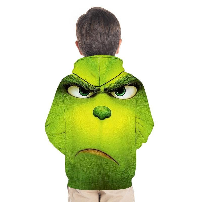 Kid Boy Green Haired Grinch Printed Hoodie - MomyMall