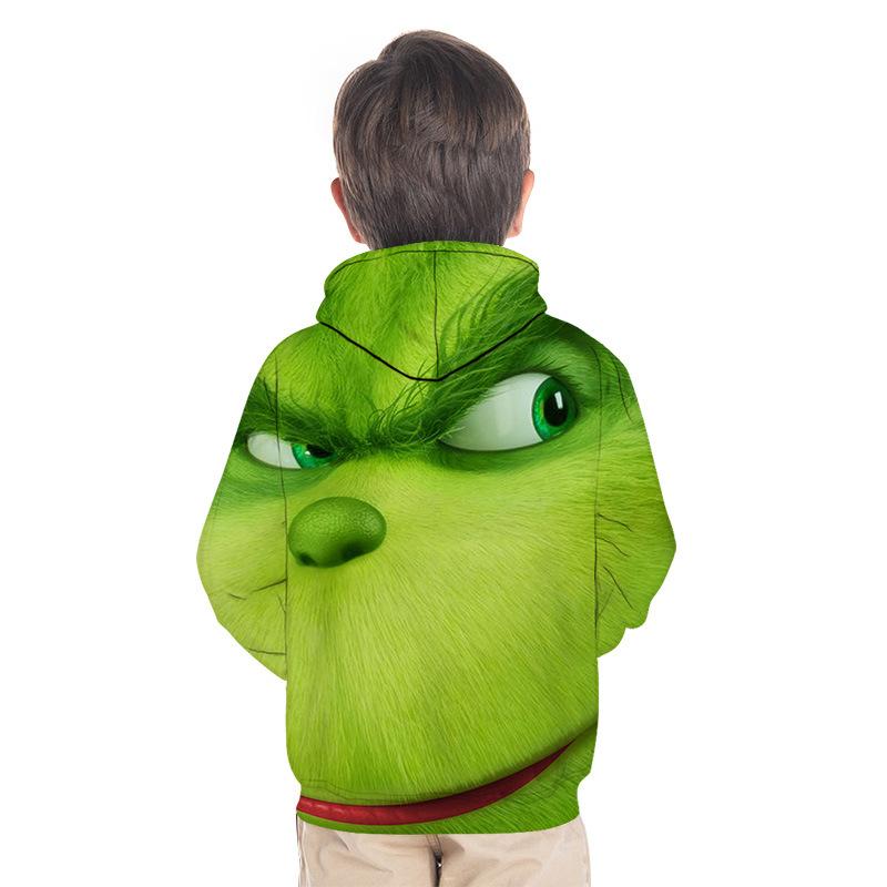 Kid Boy Green Haired Grinch Printed Hoodie - MomyMall