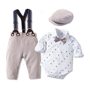 Autumn Long-sleeved Romper Suit Baby Boy Set 3 Pcs Formal Suits - MomyMall Silver / 3-6 Months