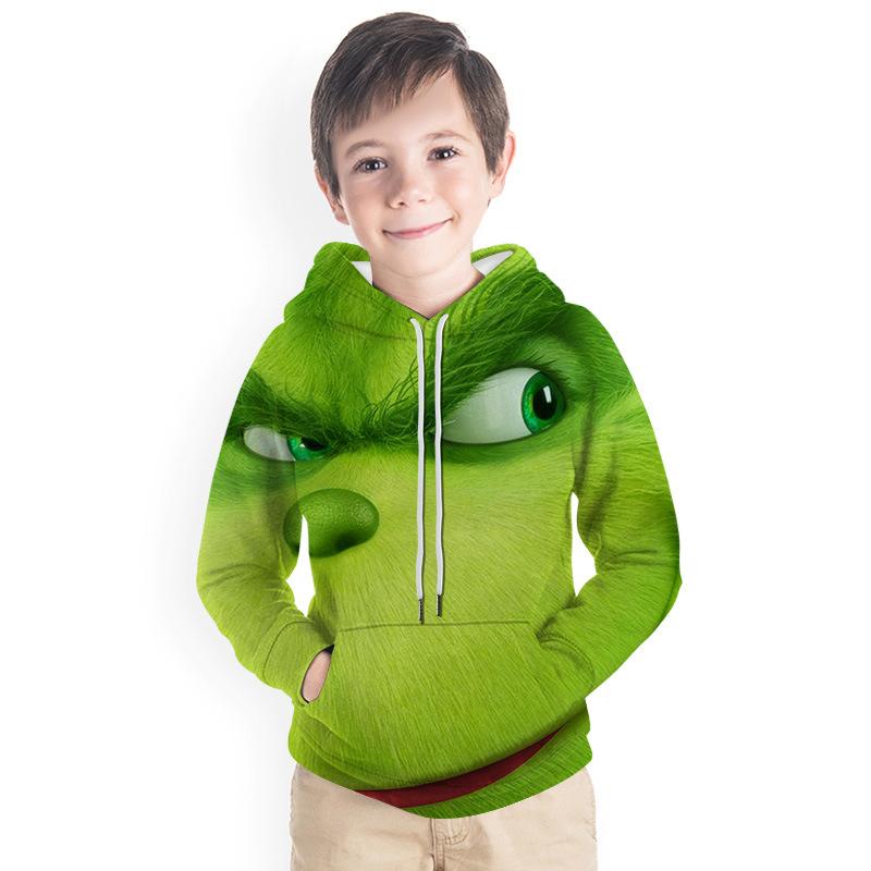 Kid Boy Green Haired Grinch Printed Hoodie - MomyMall Type2 / 2-3 Years