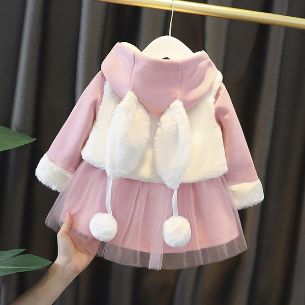 Girl Autumn Dress Fashion Cute Casual Dress 2 Pcs - MomyMall pink / 70cm:3-6months