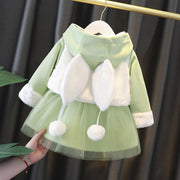 Girl Autumn Dress Fashion Cute Casual Dress 2 Pcs - MomyMall green / 70cm:3-6months