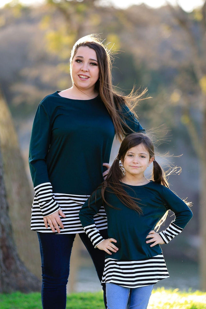 Family Matching Hem Striped Long-sleeved Parent-child Shirts - MomyMall Type2 / S