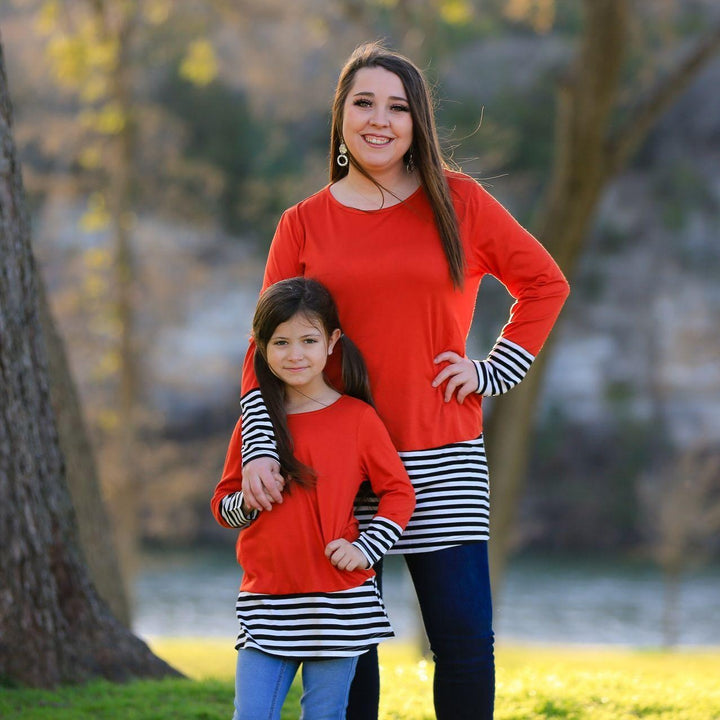 Family Matching Hem Striped Long-sleeved Parent-child Shirts - MomyMall Type3 / S