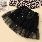 Toddler Kids Girls Set Leopard Print Pullover Tulle Skirt 2 Pcs Outfits Suit - MomyMall