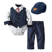 Autumn Long Sleeve Romper With Hat Baby Boy Set 1 Pcs suit - MomyMall Black / 3-6 Months