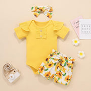 3-teiliges Baby-Set für Mädchen mit schönem Sonnenblumen-Aufdruck