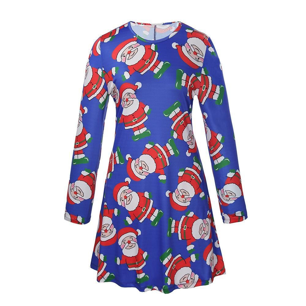 Fmaily Matching Parent-Child Dress Christmas Long-sleeved Print Look Same - MomyMall