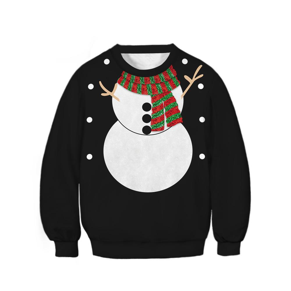 Kids Christmas Elk Digital Printing Warm Long Sleeve Crew Neck Hoodie Sweater - MomyMall