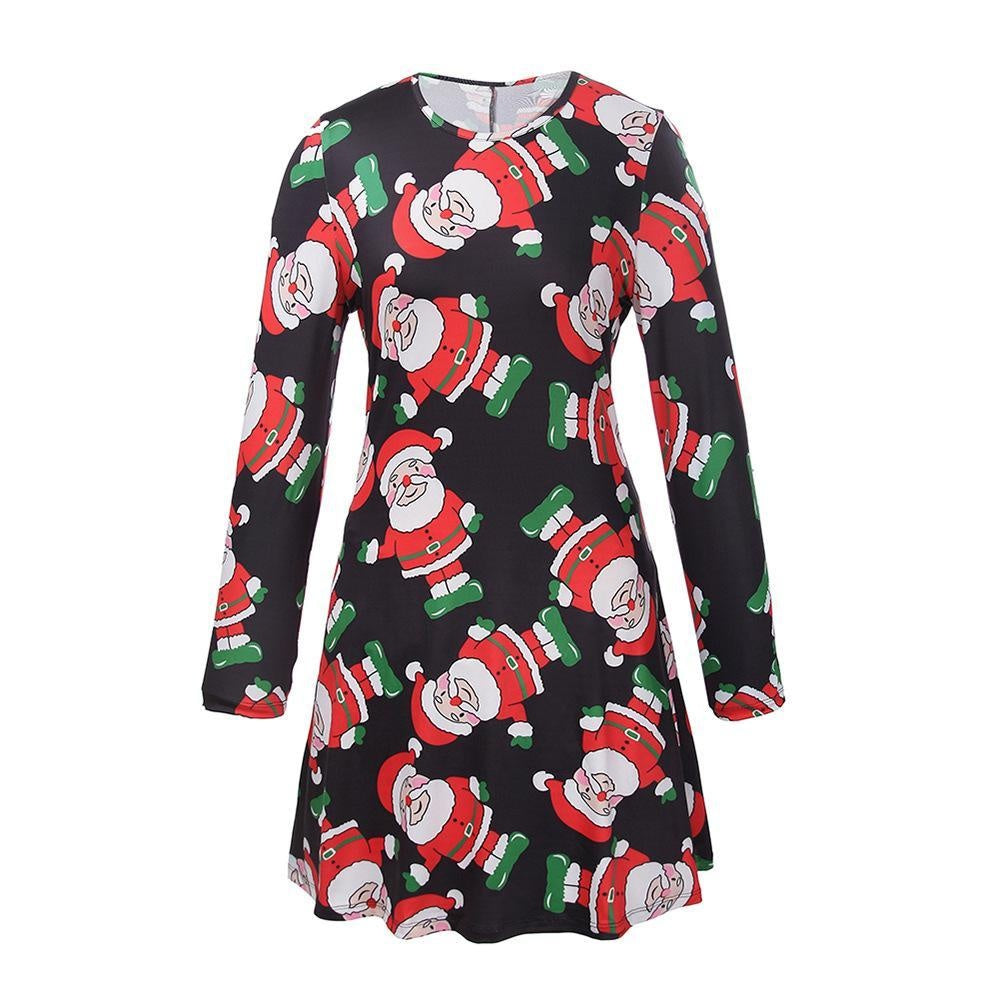 Fmaily Matching Parent-Child Dress Christmas Long-sleeved Print Look Same - MomyMall