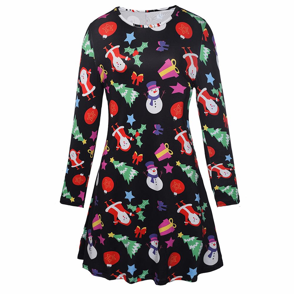 Fmaily Matching Parent-Child Dress Christmas Long-sleeved Print Look Same - MomyMall