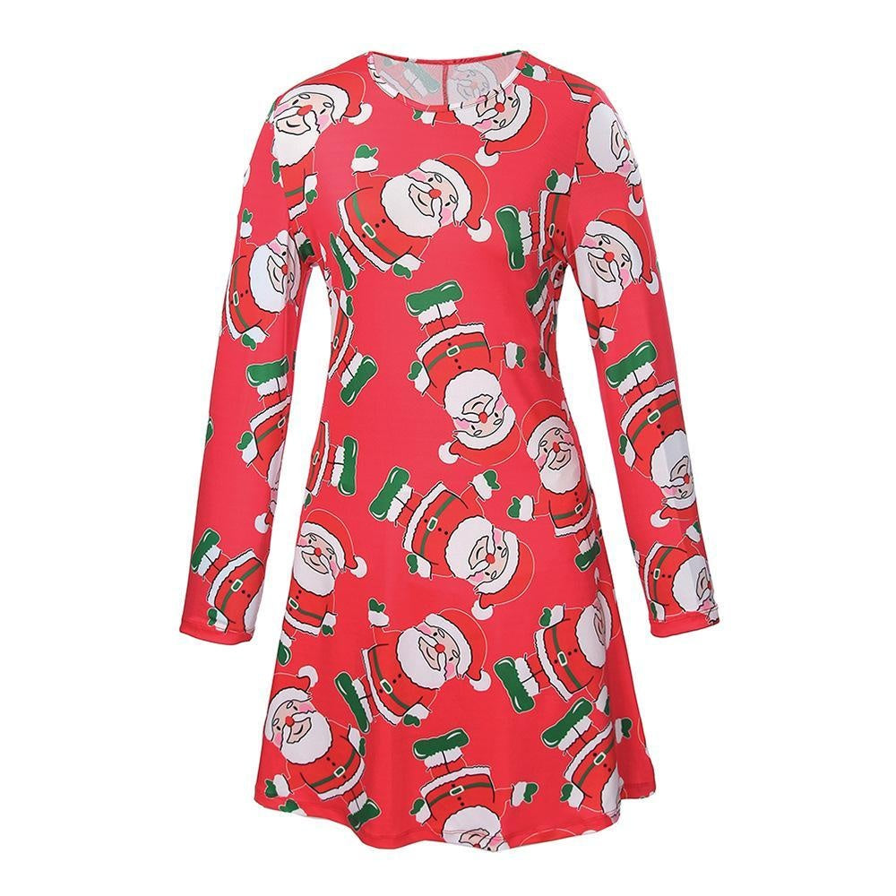 Fmaily Matching Parent-Child Dress Christmas Long-sleeved Print Look Same - MomyMall