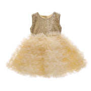 Baby Girl Sequin Baptism Princess Dress Birthday Party Dress 0-2 Years - MomyMall Champagne / 70cm:3-6months