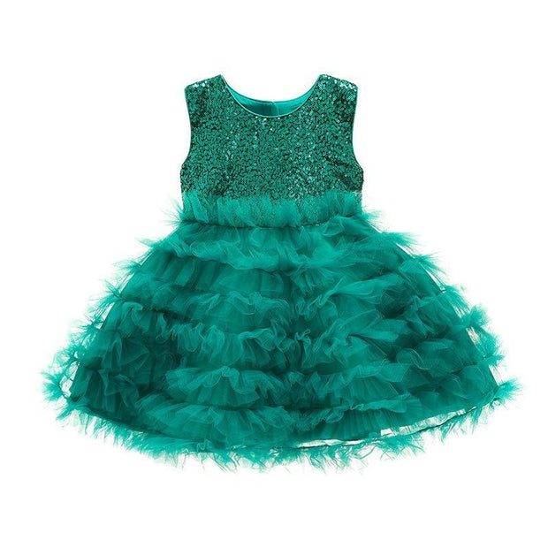 Baby Girl Sequin Baptism Princess Dress Birthday Party Dress 0-2 Years - MomyMall Green / 70cm:3-6months