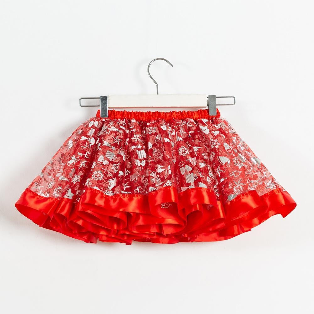 Kids Girl Christmas Cartoon Elk Mesh Skirts