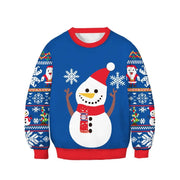Kids Christmas Elk Digital Printing Warm Long Sleeve Crew Neck Hoodie Sweater - MomyMall