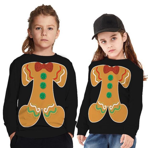 Kids Christmas Elk Digital Printing Warm Long Sleeve Crew Neck Hoodie Sweater - MomyMall style4 / 7-8 Years