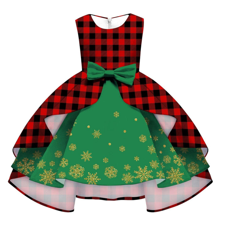 Kids Girl Snowflake Digital Printing Christmas Lovely Sleeveless Princess Dresses - MomyMall style5 / 8-9T
