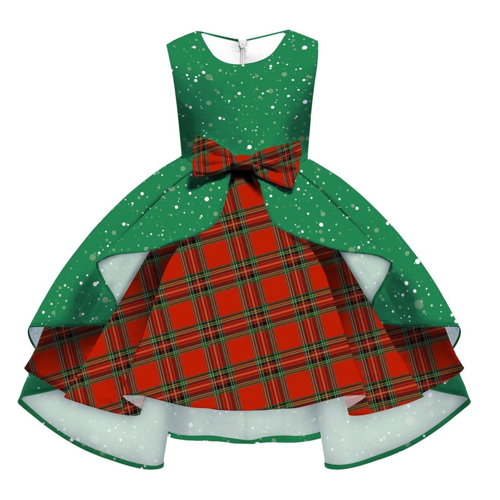 Kids Girl Snowflake Digital Printing Christmas Lovely Sleeveless Princess Dresses - MomyMall