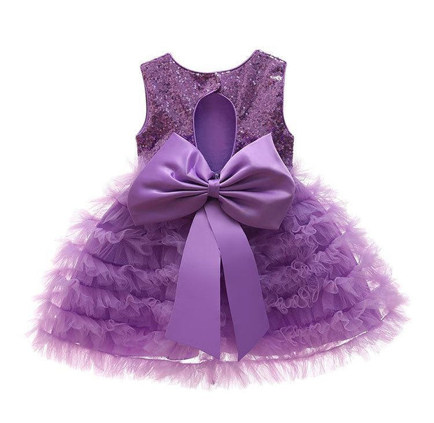Baby Girl Sequin Baptism Princess Dress Birthday Party Dress 0-2 Years - MomyMall