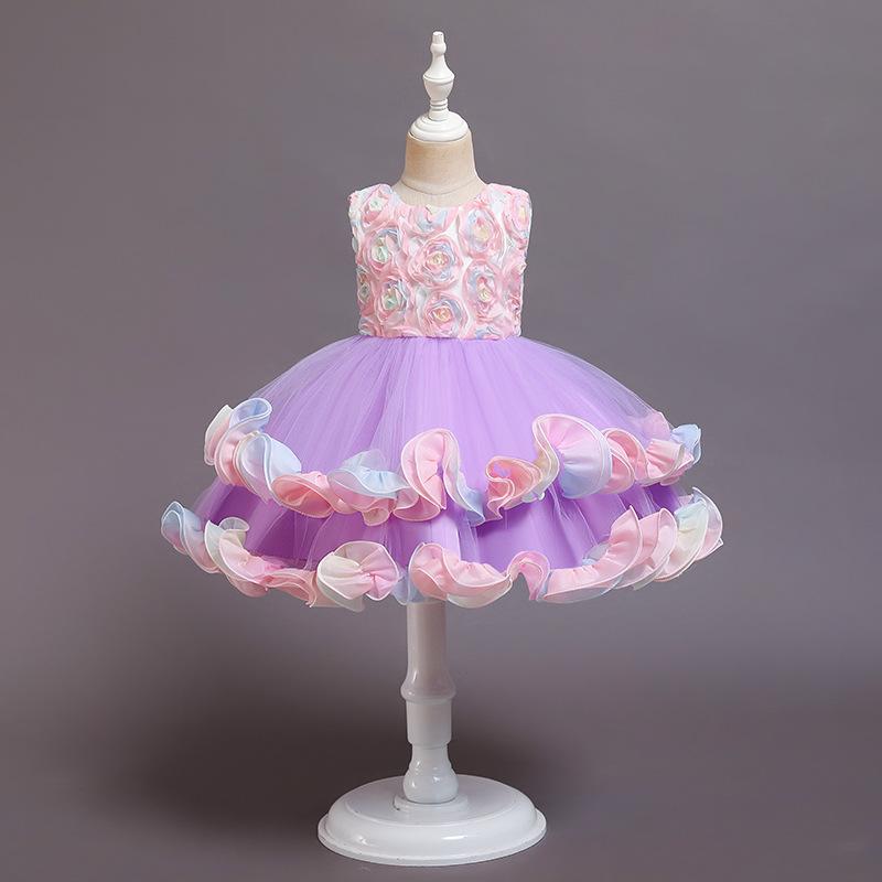 New Girl Fashion Cute Colorful Cake Poncho Princess Dresses