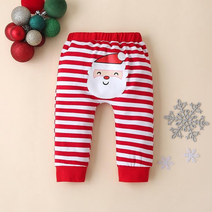 Autumn Baby Christmas Long Sleeve Striped Casual 3 Pcs Suit