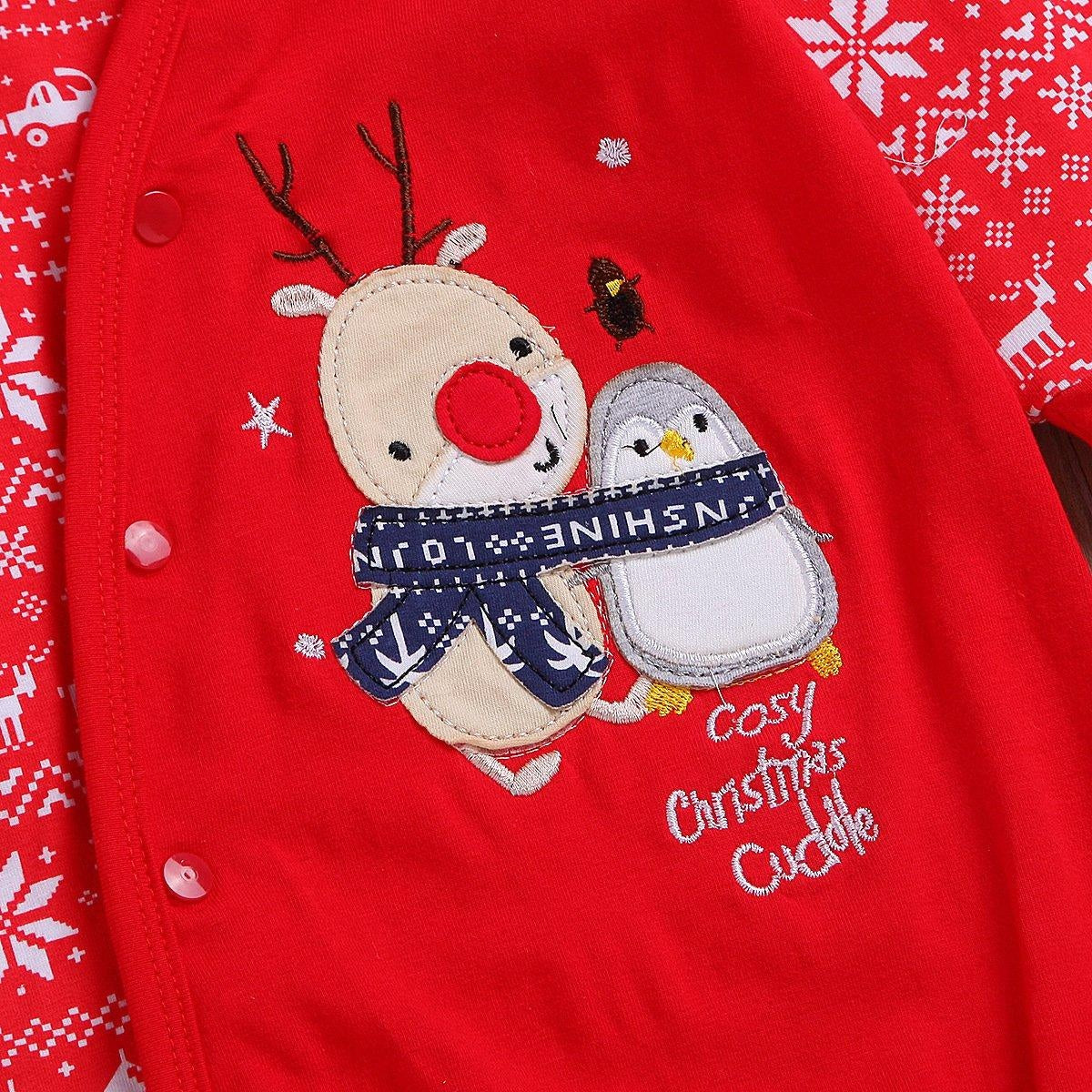 Baby Girl Christmas Deer Cartoon New Year Harbin Cotton Romper