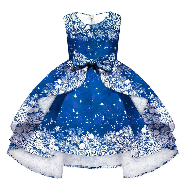 Kids Girl Snowflake Digital Printing Christmas Lovely Sleeveless Princess Dresses - MomyMall style8 / 8-9T