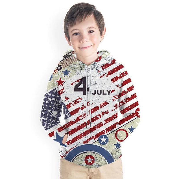Kid Boy Girl 3D US Flag Print Fashion Hoodie - MomyMall Type3 / 2-3 Years
