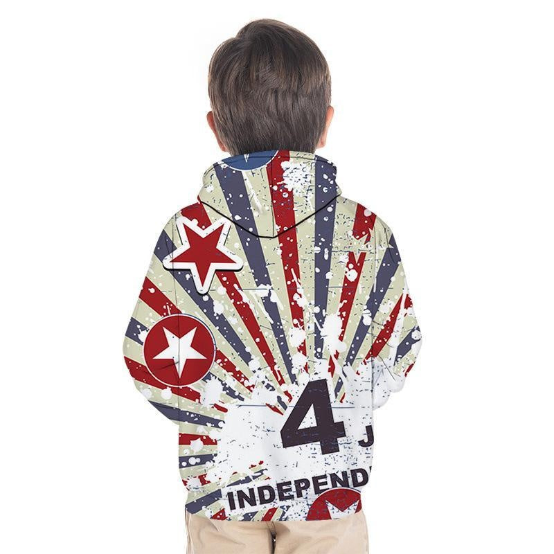 Kid Boy Girl 3D US Flag Print Fashion Hoodie - MomyMall