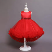 New Kids Girl Princess Mesh Flower Fluffy Sleeveless Flower Dresses - MomyMall Red / 100cm:2-3years