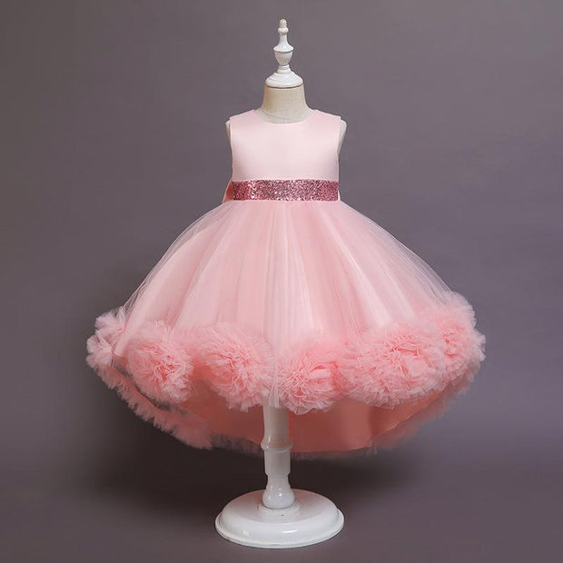New Kids Girl Princess Mesh Flower Fluffy Sleeveless Flower Dresses - MomyMall Pink / 100cm:2-3years