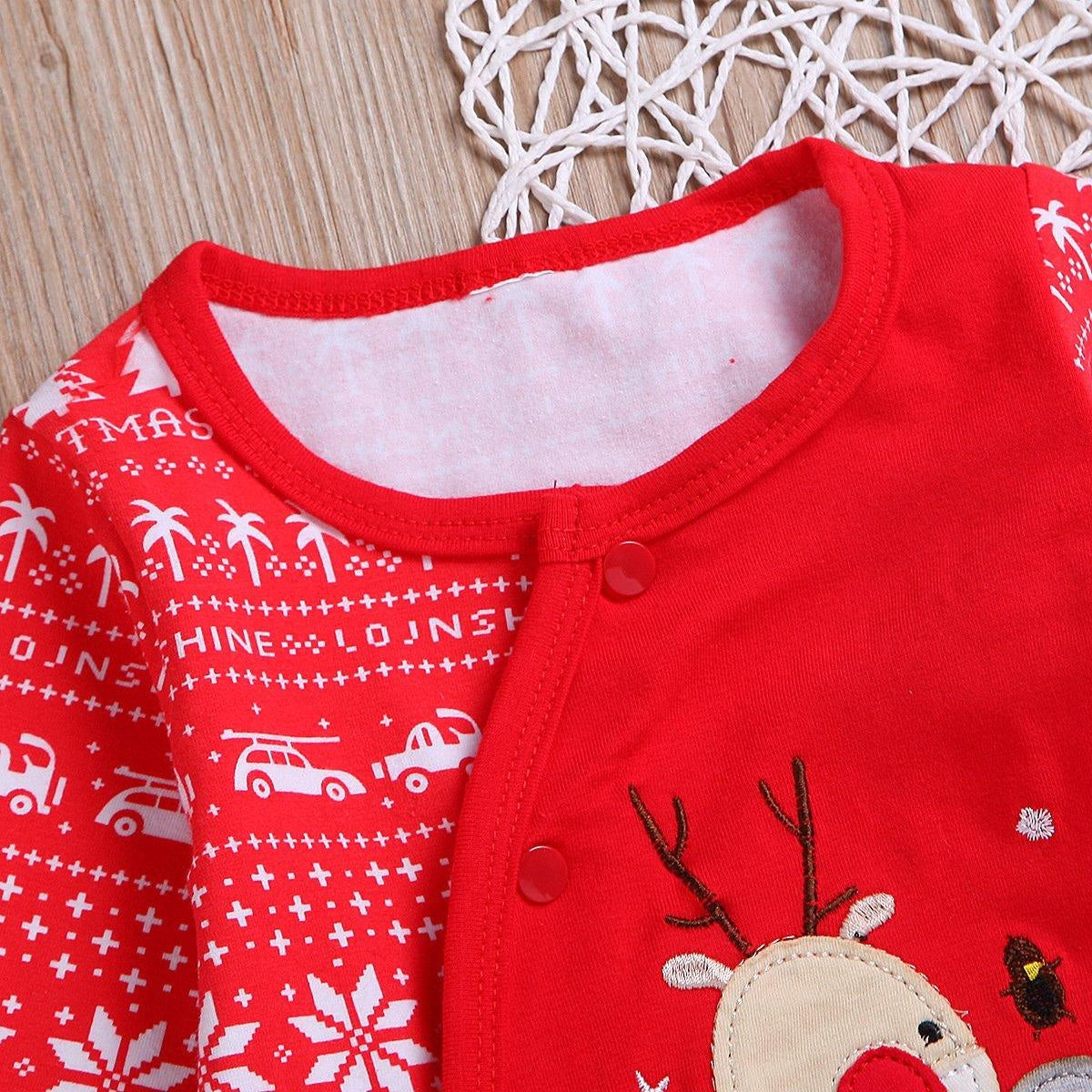 Baby Girl Christmas Deer Cartoon New Year Harbin Cotton Romper