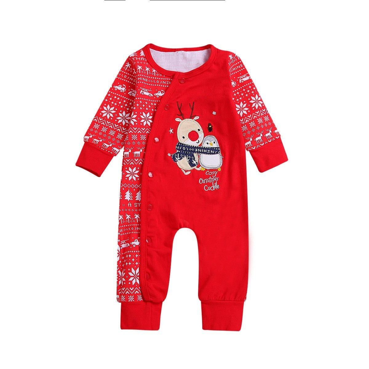 Baby Girl Christmas Deer Cartoon New Year Harbin Cotton Romper