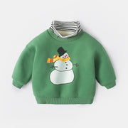 Girl Boys Turtleneck Winter Warm Christmas Velvet Padded Sweater - MomyMall Green / 73cm:3-6months