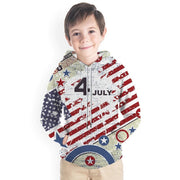 Kid Boy Girl 3D US Flag Print Fashion Hoodie - MomyMall