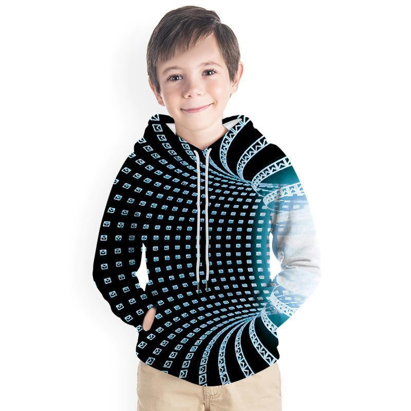 Kid Boy Color Vortex Printing 3D Fashion Hoodie