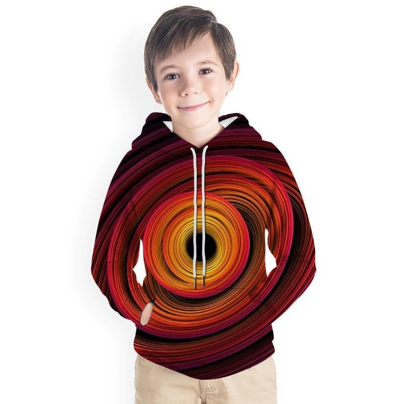 Kid Boy Color Vortex Printing 3D Fashion Hoodie