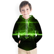 Kid Boy 3D Lightning Print Loose Hooide - MomyMall Green / 2-3 Years