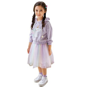 Girls Autumn Fashion Suit Rainbow Unicorn Mesh 2 Pcs Set - MomyMall