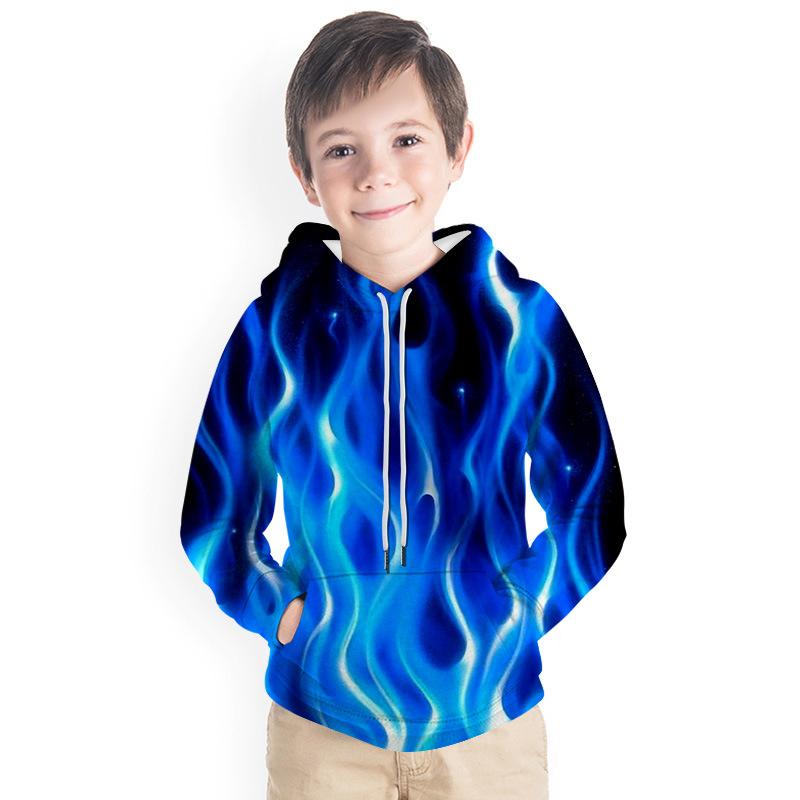 Kid Boy Girl 3D Color Flame Print Hoodie - MomyMall