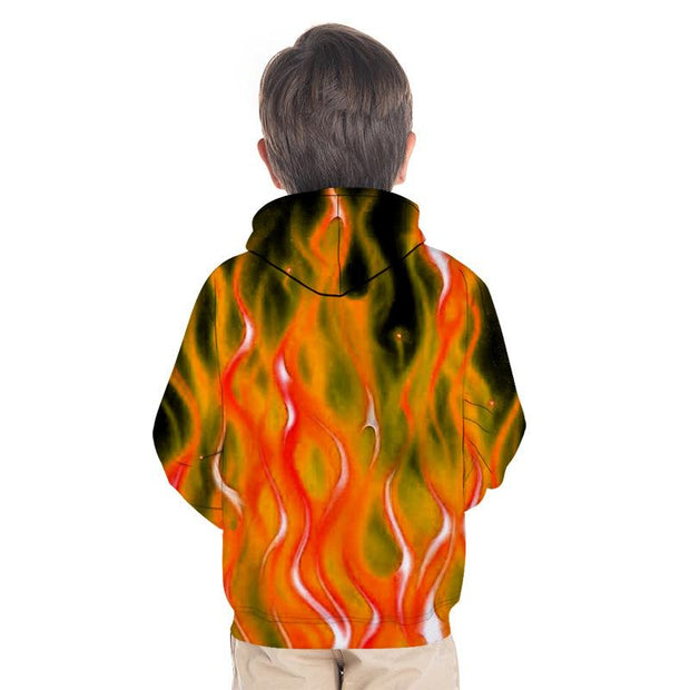 Kid Boy Girl 3D Color Flame Print Hoodie - MomyMall