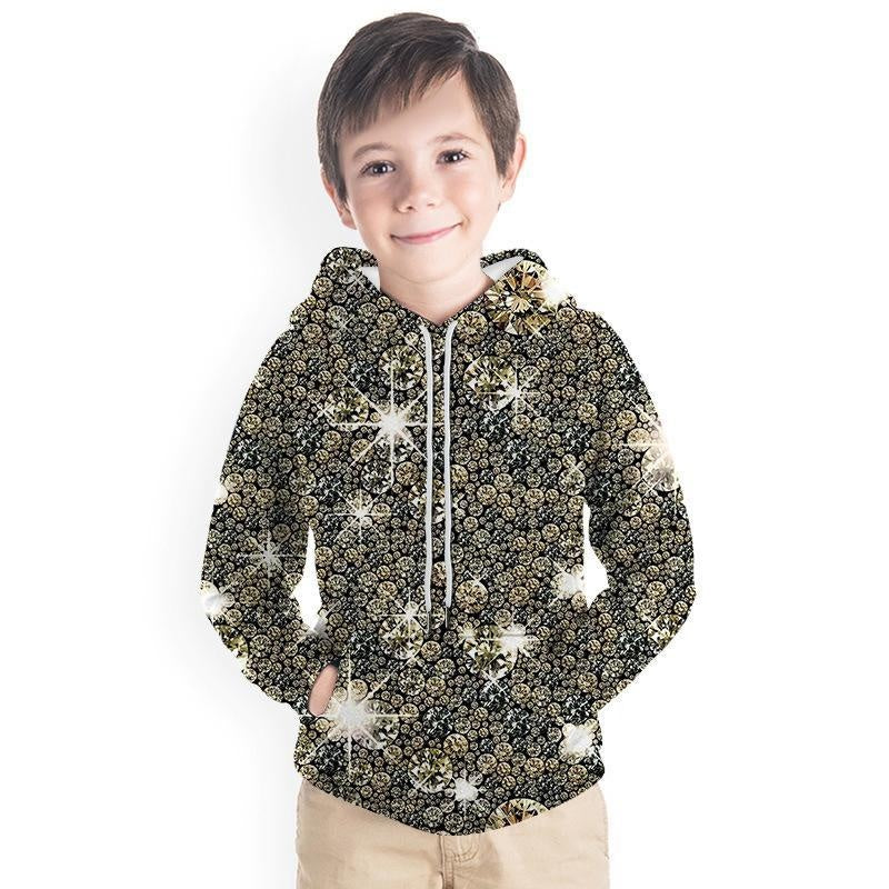 Buntes bedrucktes 3D-Hoodie für Kinder, Jungen und Mädchen