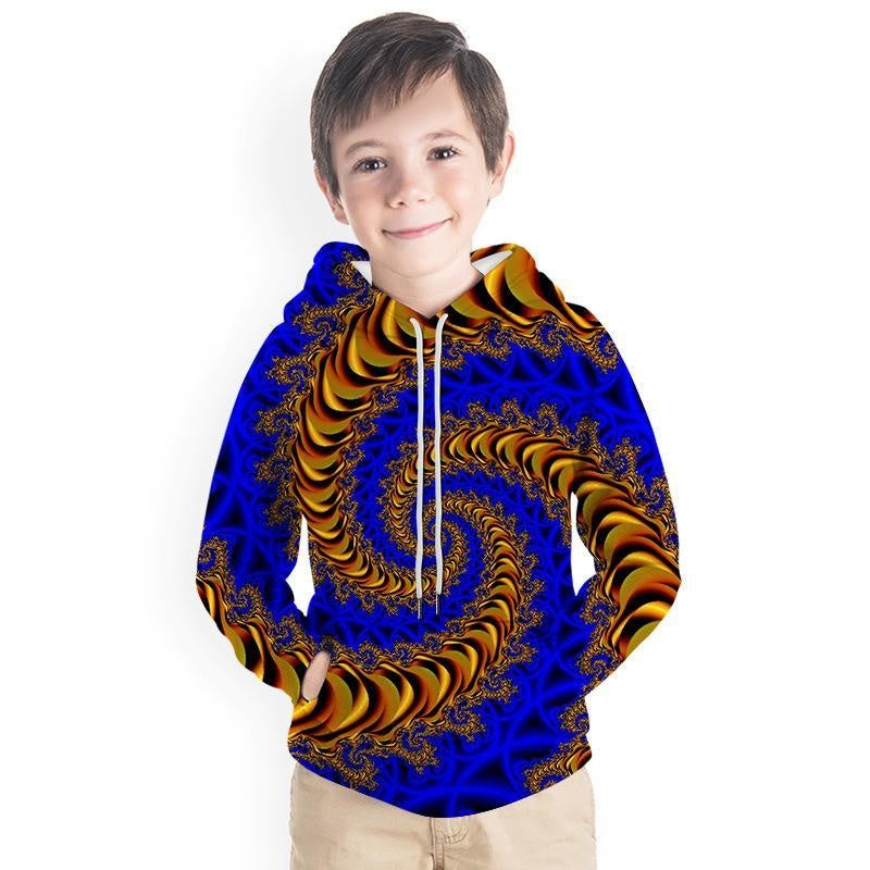 Kid Boy Color Vortex Printing 3D Fashion Hoodie