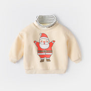 Girl Boys Turtleneck Winter Warm Christmas Velvet Padded Sweater - MomyMall Off white / 73cm:3-6months